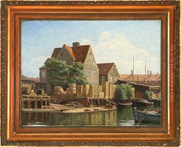 View From Christianshavn In Copenhagen Oil Painting by Axel Johansen