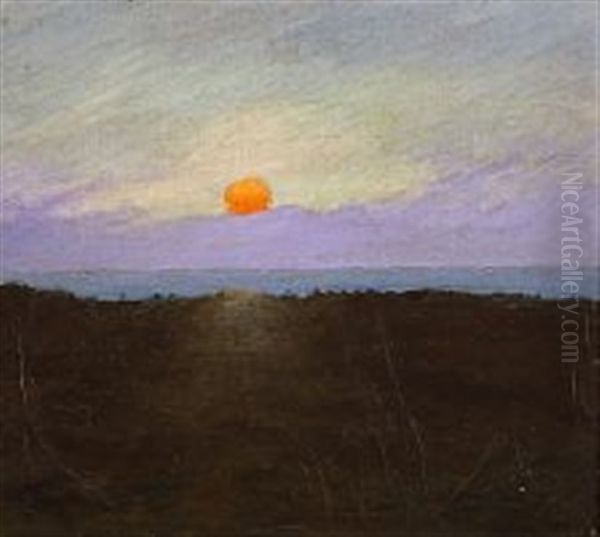 Solnedgang Oil Painting by Claus Johansen