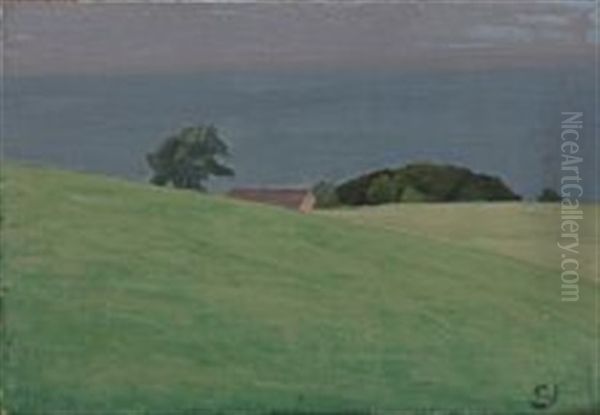 Udsigt Ved Vang (view Near Vang) Oil Painting by Claus Johansen