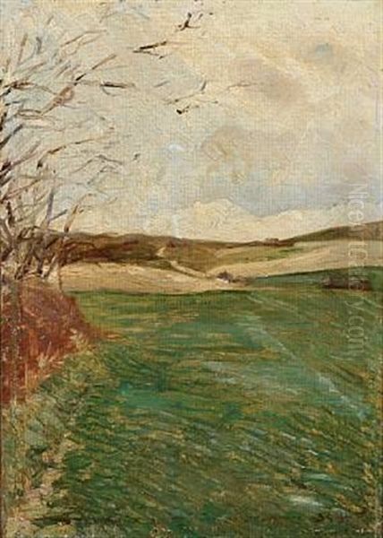 Landscape By Fall Oil Painting by Fridolin Hans Johansen