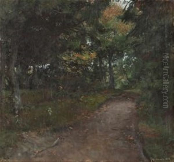 Schattiger Waldweg Oil Painting by Viggo Johansen