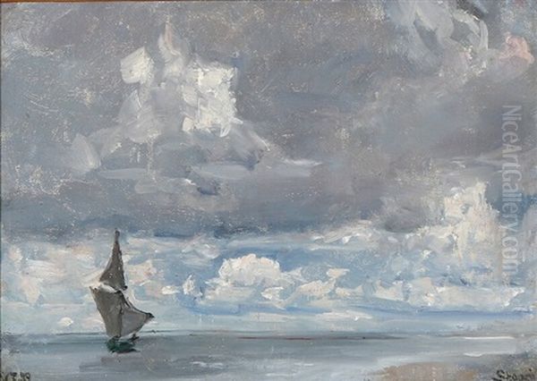 The Clouds Are Gathering Over The Quiet Waters Oil Painting by Viggo Johansen