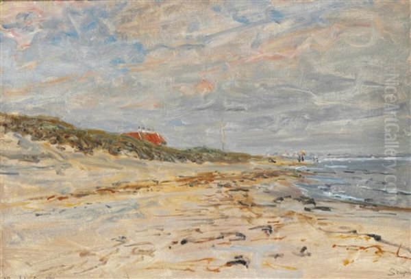 Summer Day At Skagen Sonderstrand Overlooking Klitgarden Oil Painting by Viggo Johansen