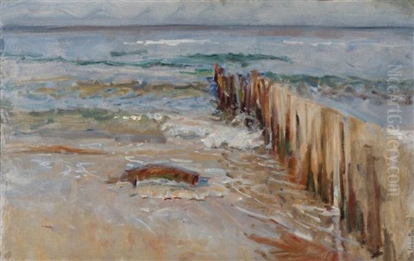 A Quay At A Beach Oil Painting by Viggo Johansen