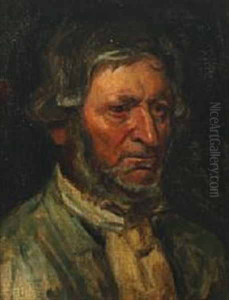 Portrait Of An Elderly Man Oil Painting by Viggo Johansen