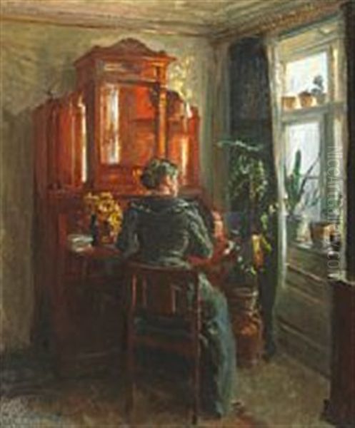 Interior From My Home In Copenhagen Oil Painting by Viggo Johansen