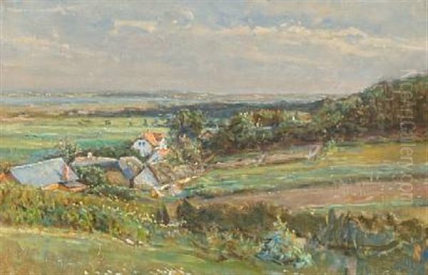 Udsigt Over Mellerup Nord For Randers Oil Painting by Viggo Johansen