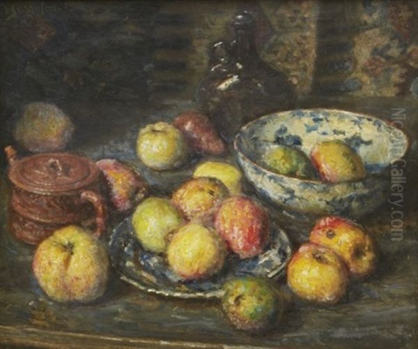 Stilleben Med Frukter Oil Painting by Viggo Johansen