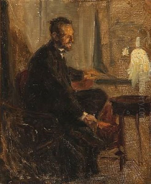 Portrait Of The Danish Painter L. A. Ring Oil Painting by Viggo Johansen