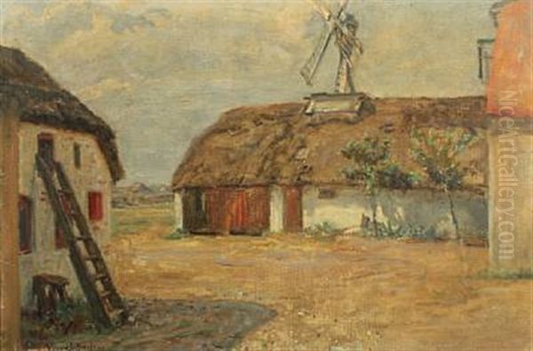 Farm Exterior Oil Painting by Viggo Johansen