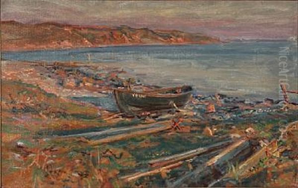 View Of Lonstrup Beach, Jutland Oil Painting by Viggo Johansen