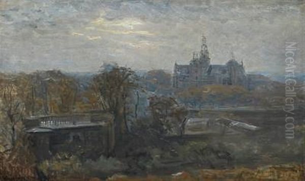 View Of Frederiksborg Castle In Denmark Oil Painting by Viggo Johansen