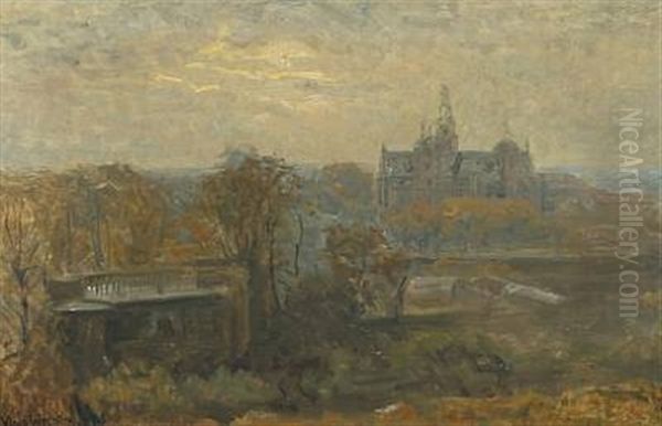 View Over Frederiksborg Castle Oil Painting by Viggo Johansen