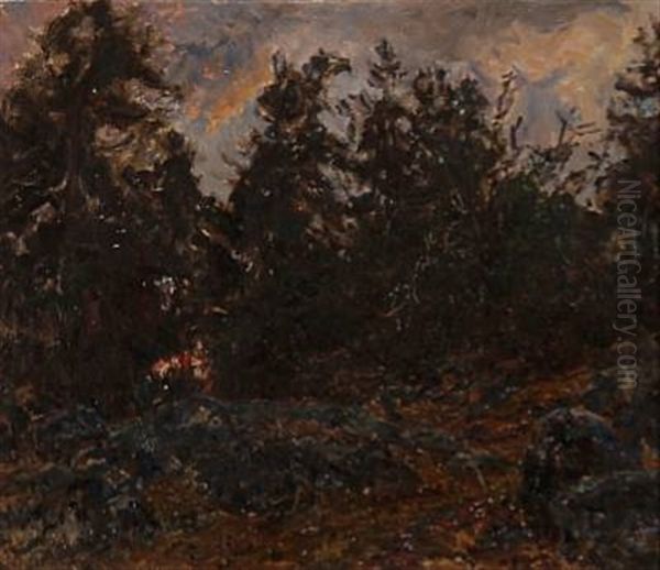 Tyreso Sverige (forest Scene From Tyreso, Sweden) Oil Painting by Viggo Johansen