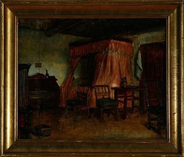 Ole Kraemmer's Livingroom In Hornbaek Village, Denmark Oil Painting by Viggo Johansen