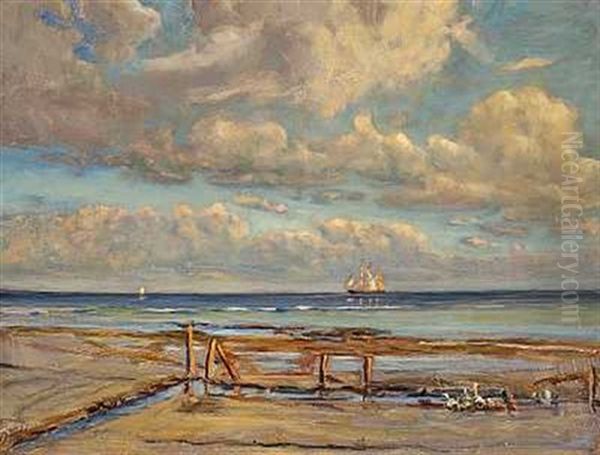 Udsigt Over Havet, Sommerdag Oil Painting by Viggo Johansen