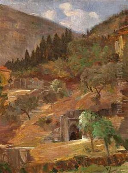 Bjergskraning, Italien Oil Painting by Viggo Johansen