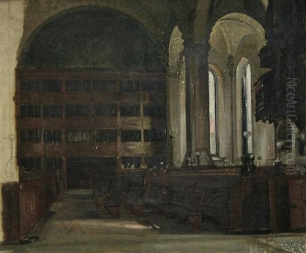 Interior Fra Vor Frelser Kirke, Christianshavn Oil Painting by Viggo Johansen