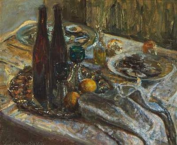 Nature Morte Med Osters Oil Painting by Viggo Johansen