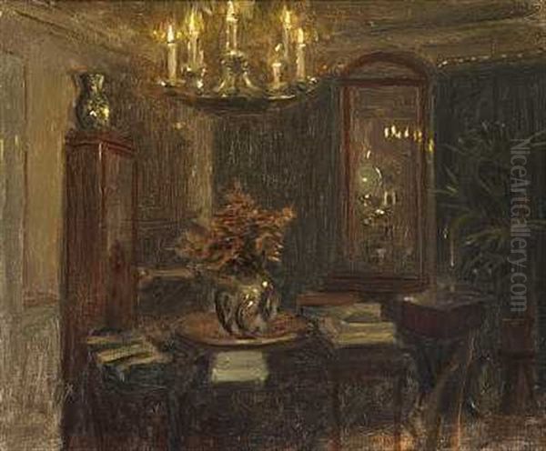 Afteninterior Fra Kunstnerens Hjem Pa Charlottenborg Oil Painting by Viggo Johansen