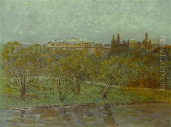 Udsigt Over Botanisk Have Mod Kunstmuseet Oil Painting by Viggo Johansen