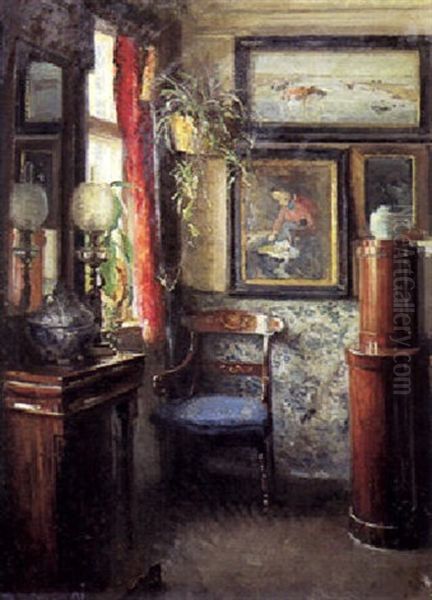 Interior Fra Kunstnerens Hjem Oil Painting by Viggo Johansen