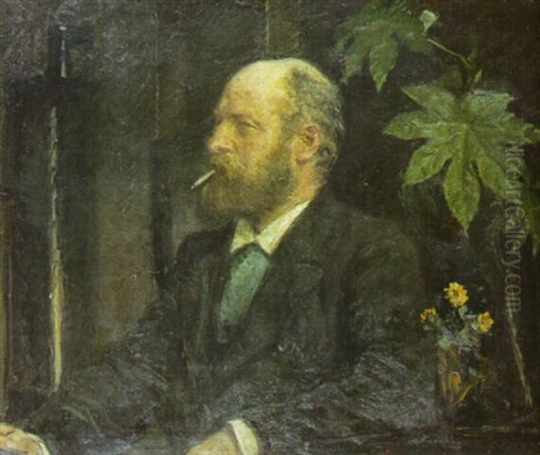 Kunstnerens Selvportraet Oil Painting by Viggo Johansen