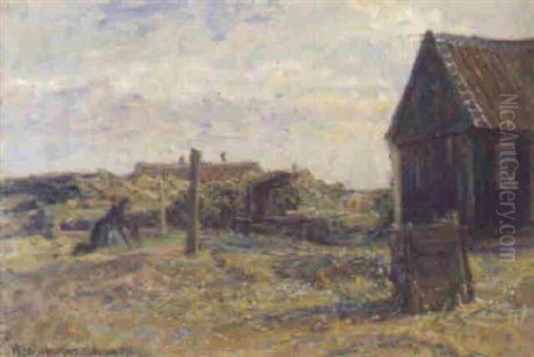 Parti Fra Osterby, Skagen, I Baggrunden A. Vellers Hus Oil Painting by Viggo Johansen