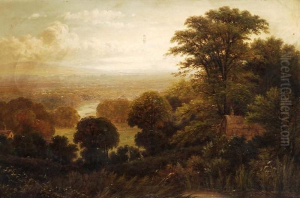 Paesaggio Fluviale Con Abitazione Oil Painting by George Bassett