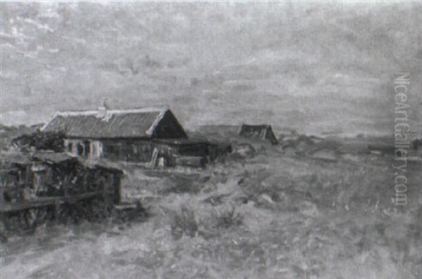 Landskab Med Huse I Skagen Oil Painting by Viggo Johansen