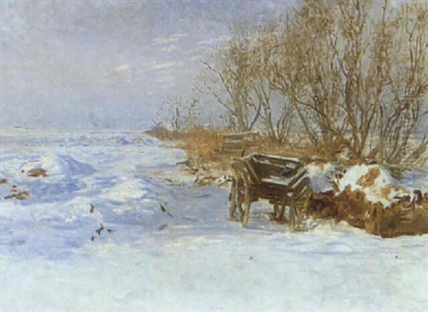 Vinterlandskab Oil Painting by Viggo Johansen