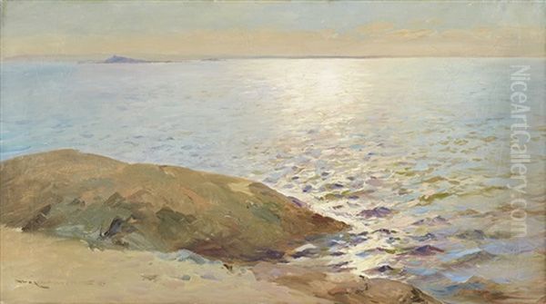 Marin - Solglitter Over Havet Oil Painting by Arvid Johansson