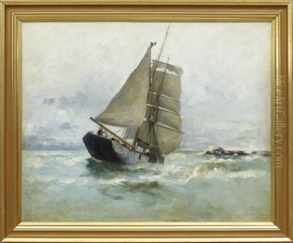 Franskt Skepp For Segel Oil Painting by Arvid Johansson