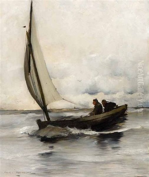 Deux Marins Dans Une Embarcation Oil Painting by Arvid Johansson