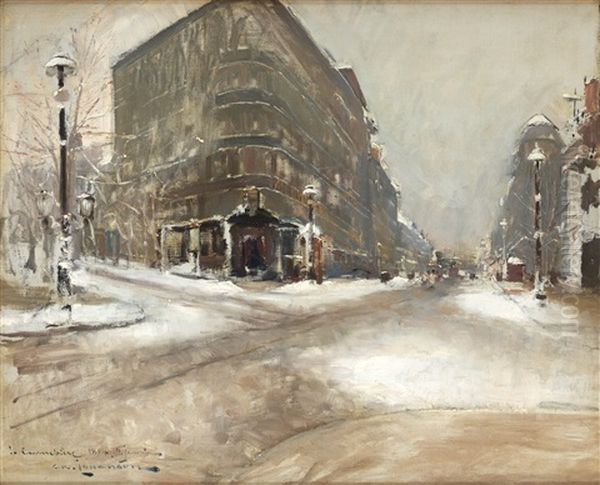 Vinter I Paris Oil Painting by Arvid Johansson