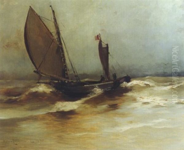 Segelschiffe Auf Hoher See Oil Painting by Arvid Johansson