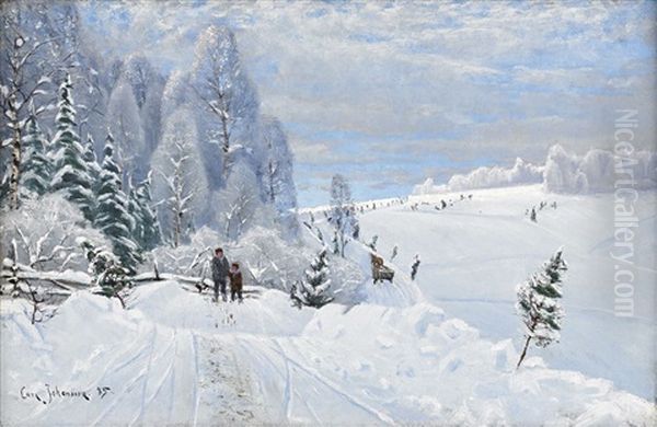 Vinterlandskap Oil Painting by Carl (August) Johansson