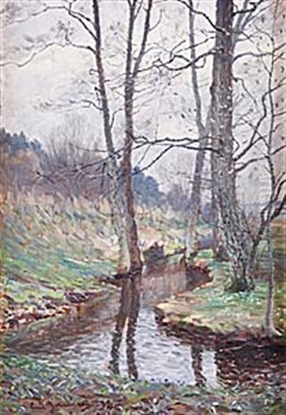 Varlandskap Oil Painting by Carl (August) Johansson