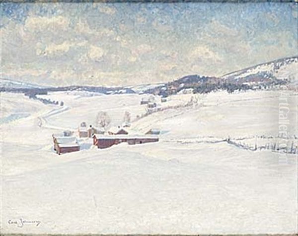 Vinterlandskap Oil Painting by Carl (August) Johansson