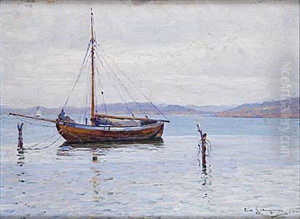 Fiskebat (fjellbacka) Oil Painting by Carl (August) Johansson