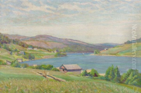 Sommar, Utsikt Over Angermanalven Oil Painting by Carl (August) Johansson