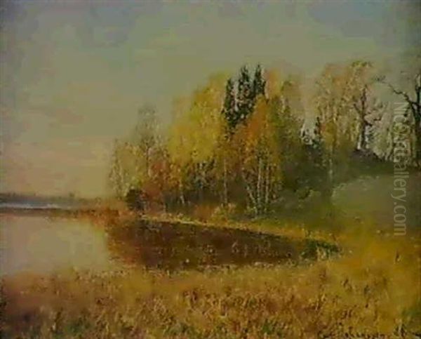 Varlandskap Oil Painting by Carl (August) Johansson