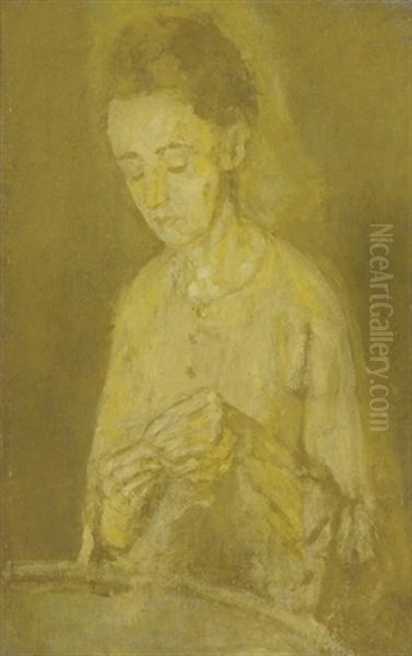 Woman Sewing Oil Painting by Gwen John