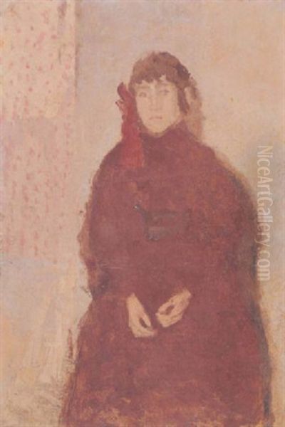 Young Woman In A Mulberry Dress Oil Painting by Gwen John