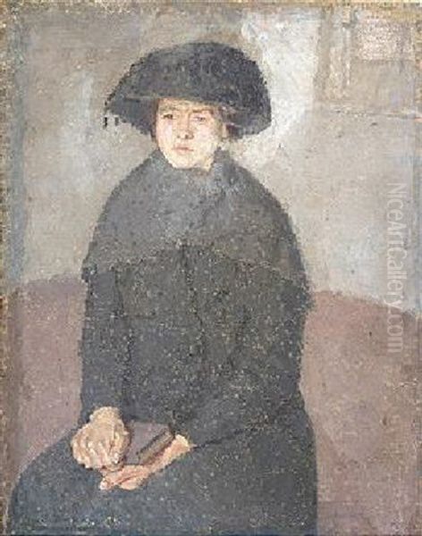 Girl Posing In A Hat With Tassels Oil Painting by Gwen John