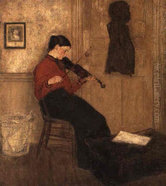 Young Woman With A Violin (grace Westray) Oil Painting by Gwen John