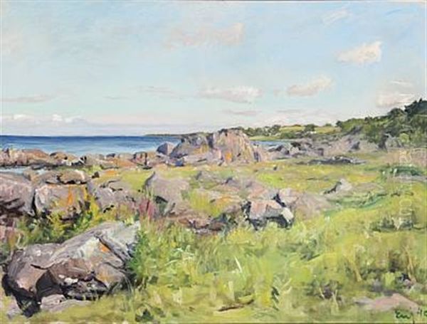 Coast Scenery From Bornholm Oil Painting by Erik William Johnsen