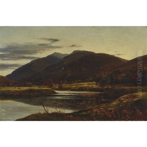 A November Twilight Oil Painting by Charles Edward Johnson