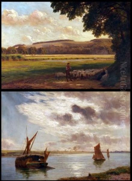 Sweet Summers Eve (+ Barges On The Medway; Pair) Oil Painting by Charles Edward Johnson