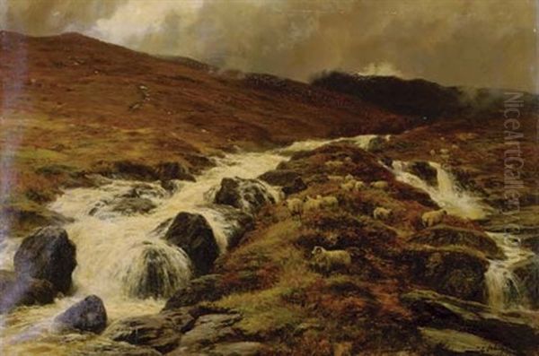 A Swollen Burn Oil Painting by Charles Edward Johnson